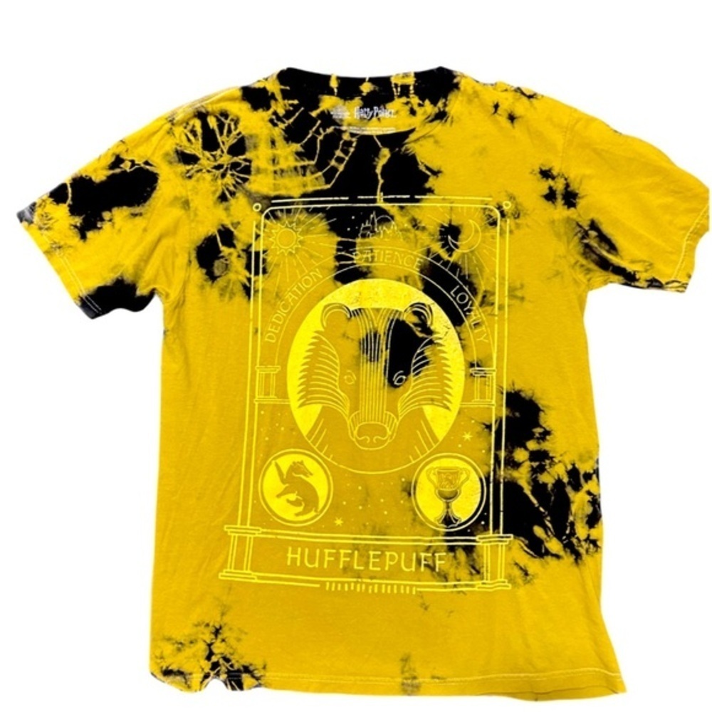 Hot Topic Hufflepuff Tie Dye T-Shirt Yellow/Black Harry Potter XS extra small